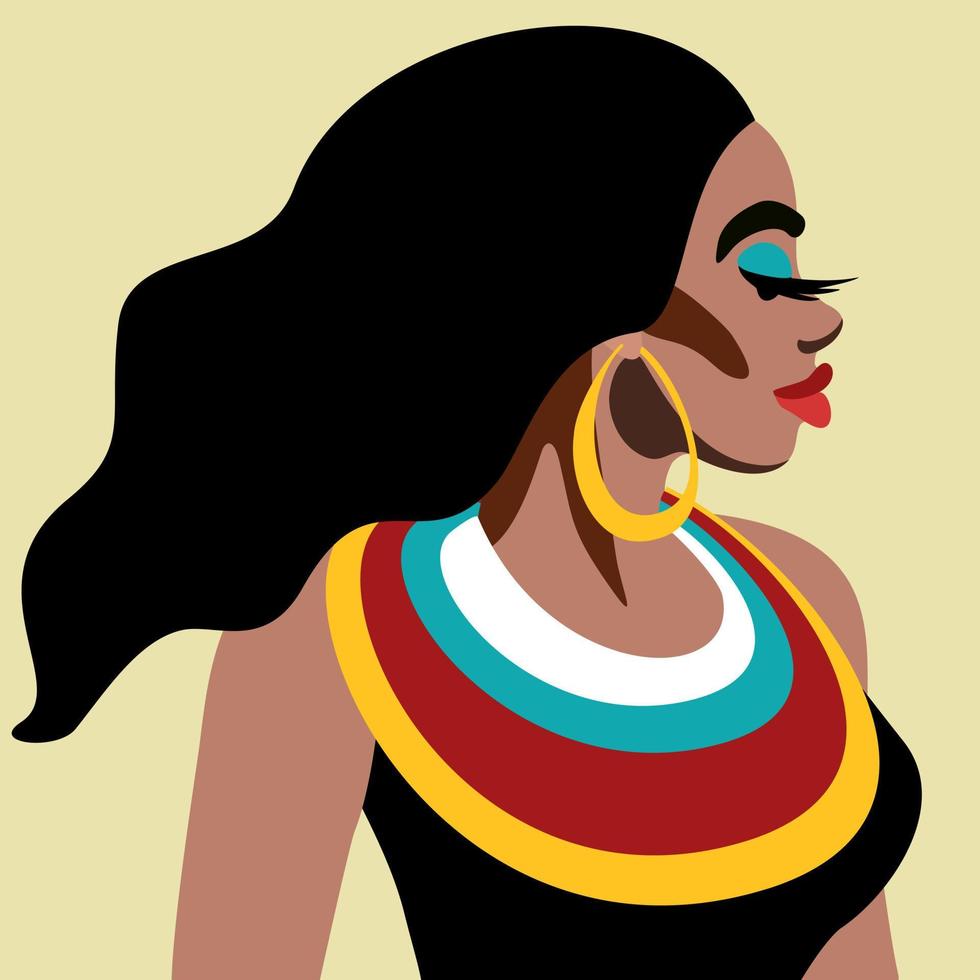 vettore luminoso profilo di giovane donna africana.