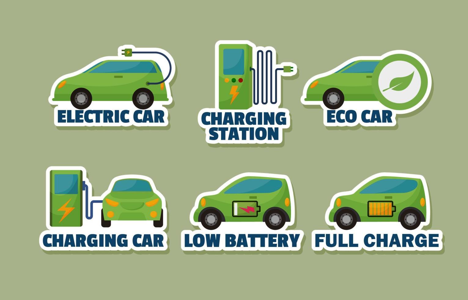 set di adesivi per auto elettriche moderne vettore