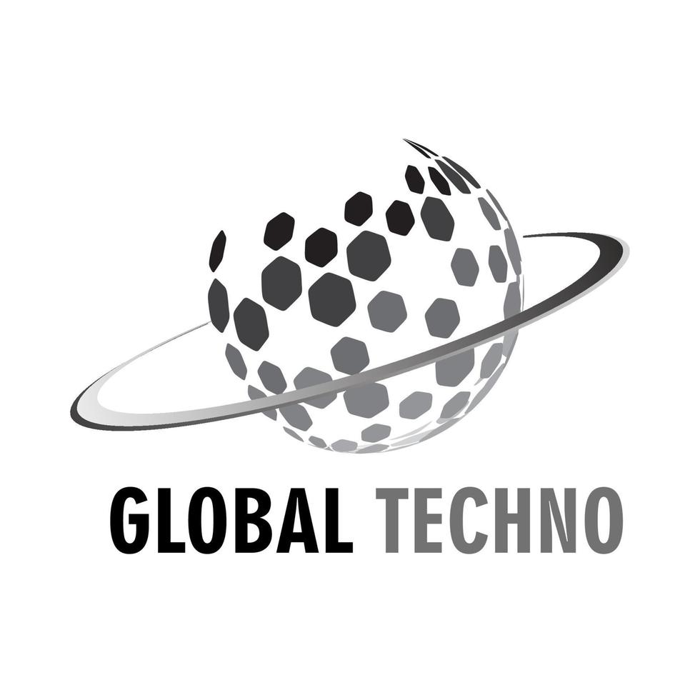 modello di progettazione logo techno globale di vettore - simbolo del mondo