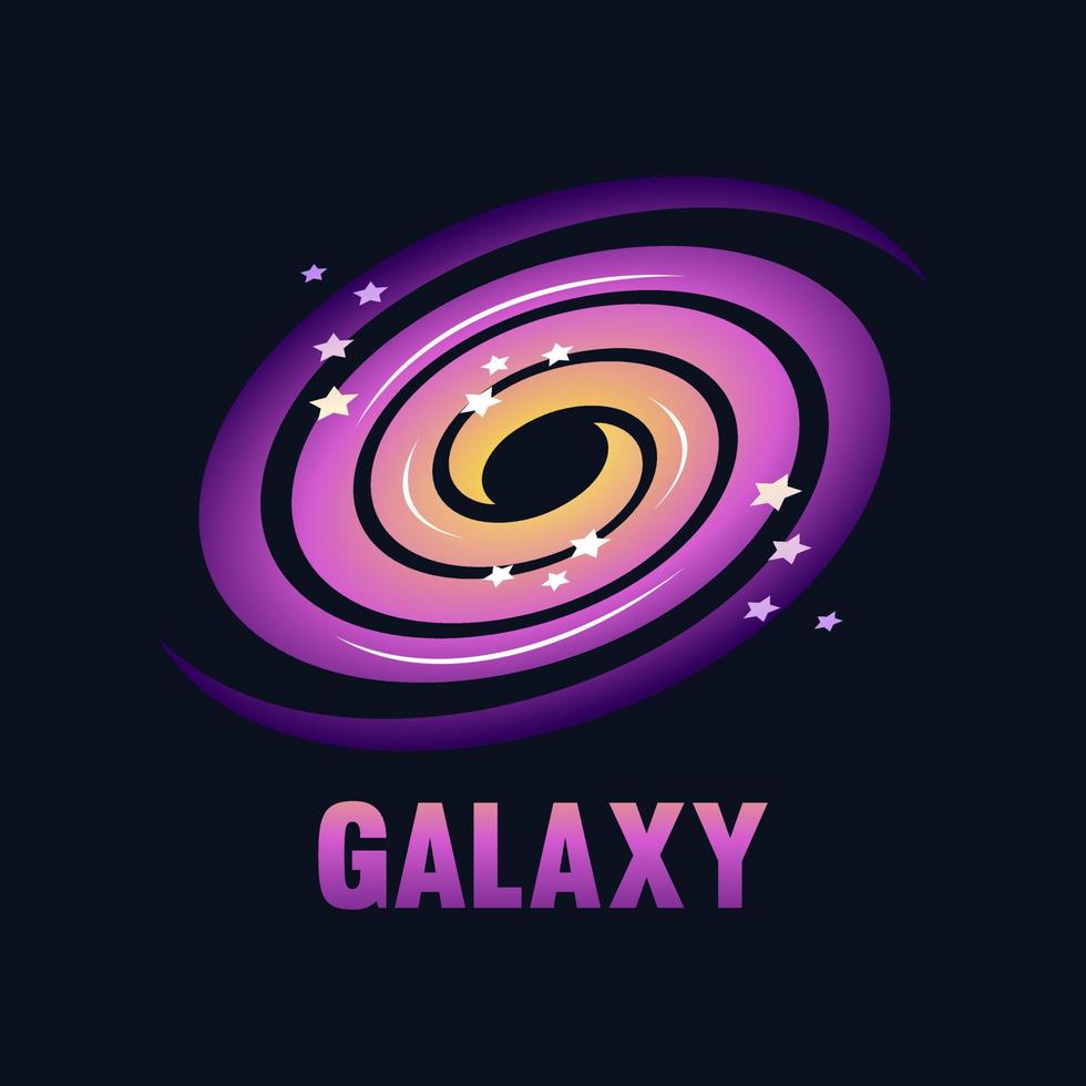 modello di logo e illustrazione della galassia e dell'universo su sfondo isolato vettore