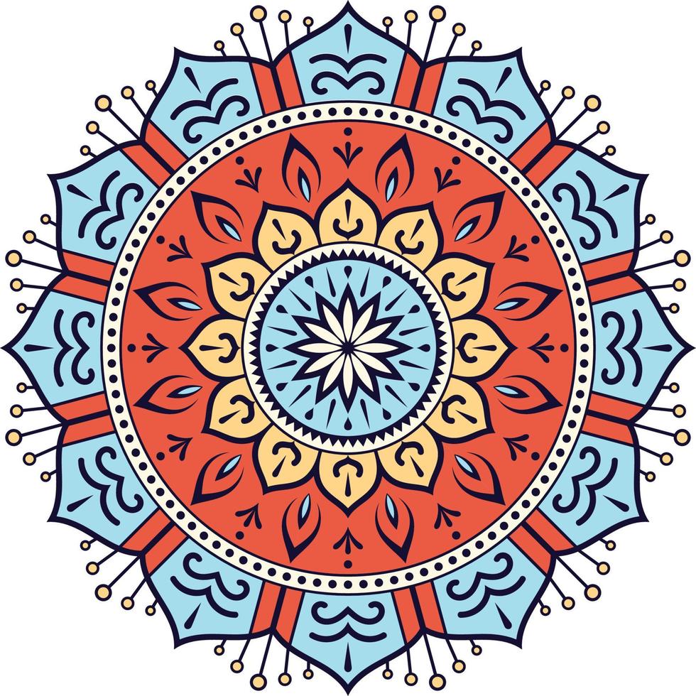 simmetrico design mandala colorato, motivo orientale vettore