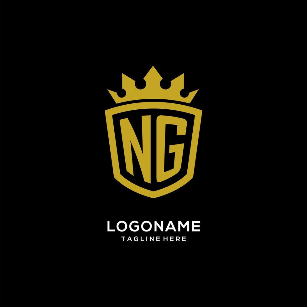 iniziale ng logo scudo corona stile, design di lusso elegante logo monogramma vettore