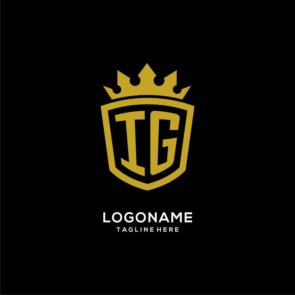 iniziale ig logo scudo corona stile, design di lusso elegante logo monogramma vettore