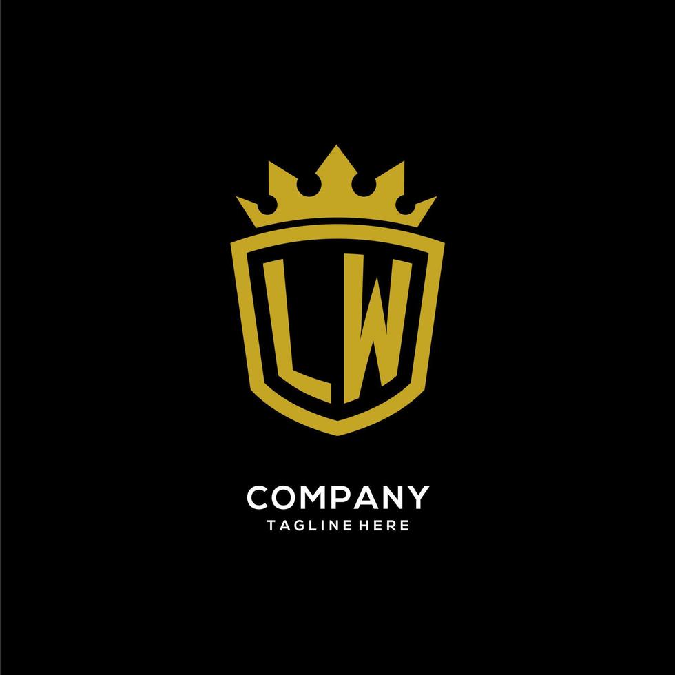 logo iniziale lw scudo corona stile, design elegante di lusso con logo monogramma vettore