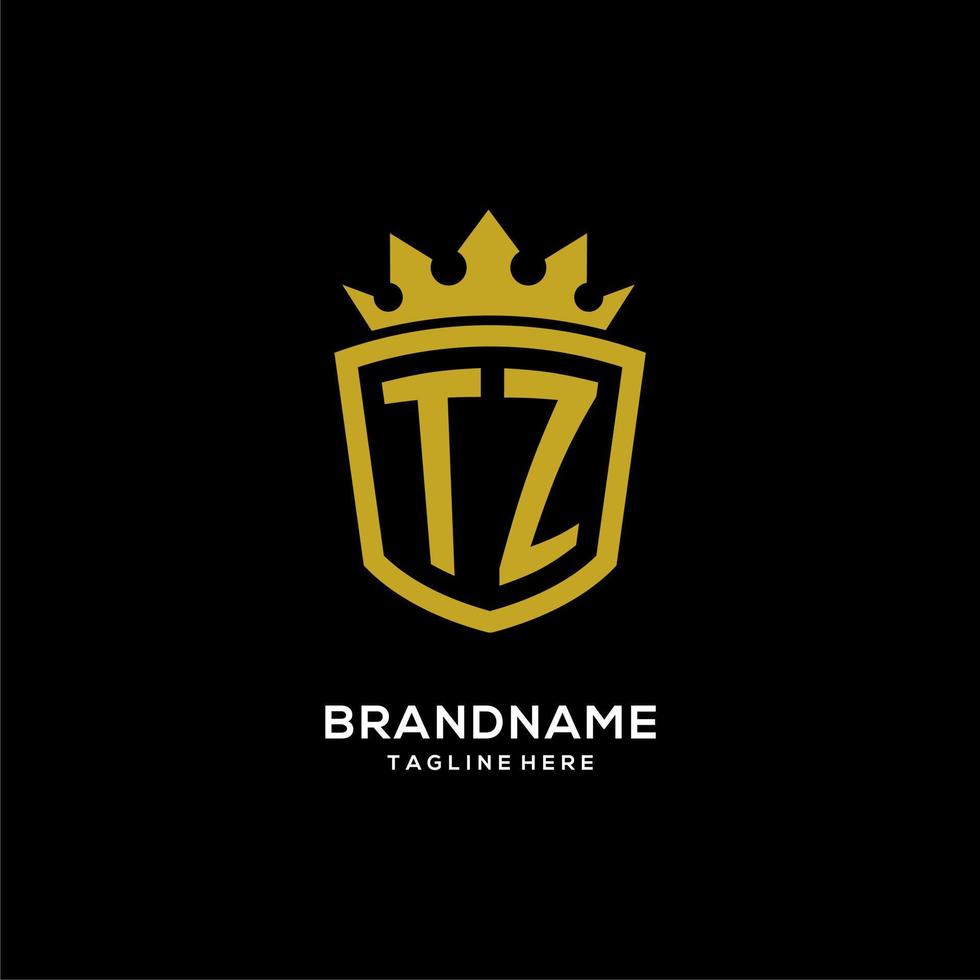 logo tz iniziale scudo corona stile, design elegante di lusso con logo monogramma vettore