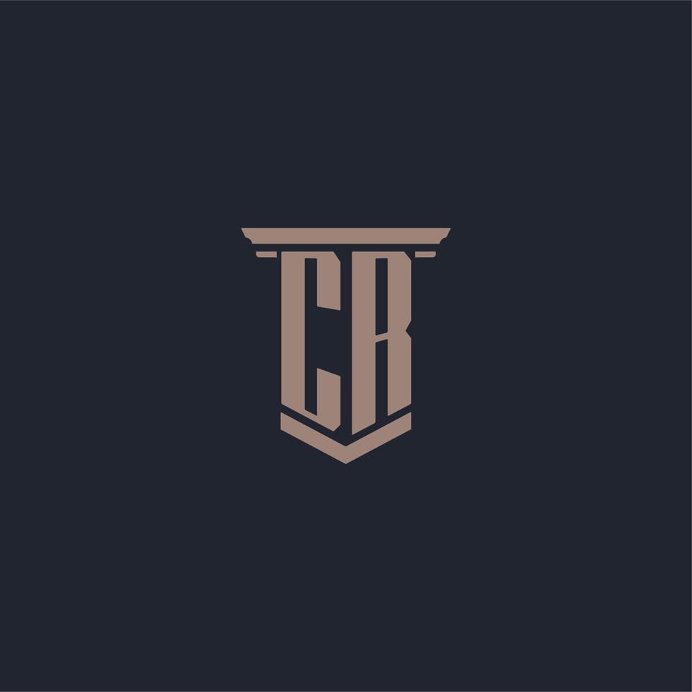 logo monogramma iniziale cr con design in stile pilastro vettore