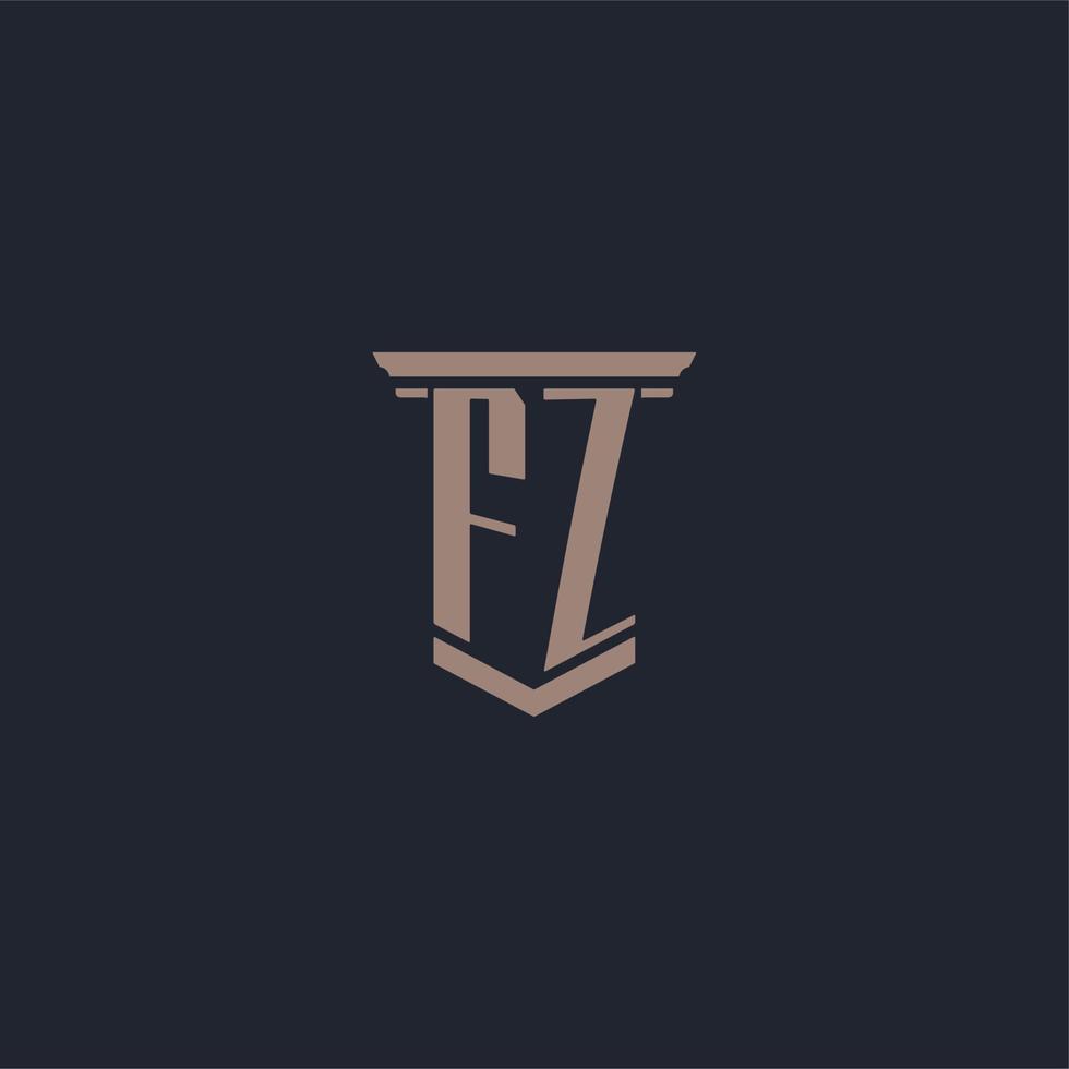 logo monogramma iniziale fz con design in stile pilastro vettore