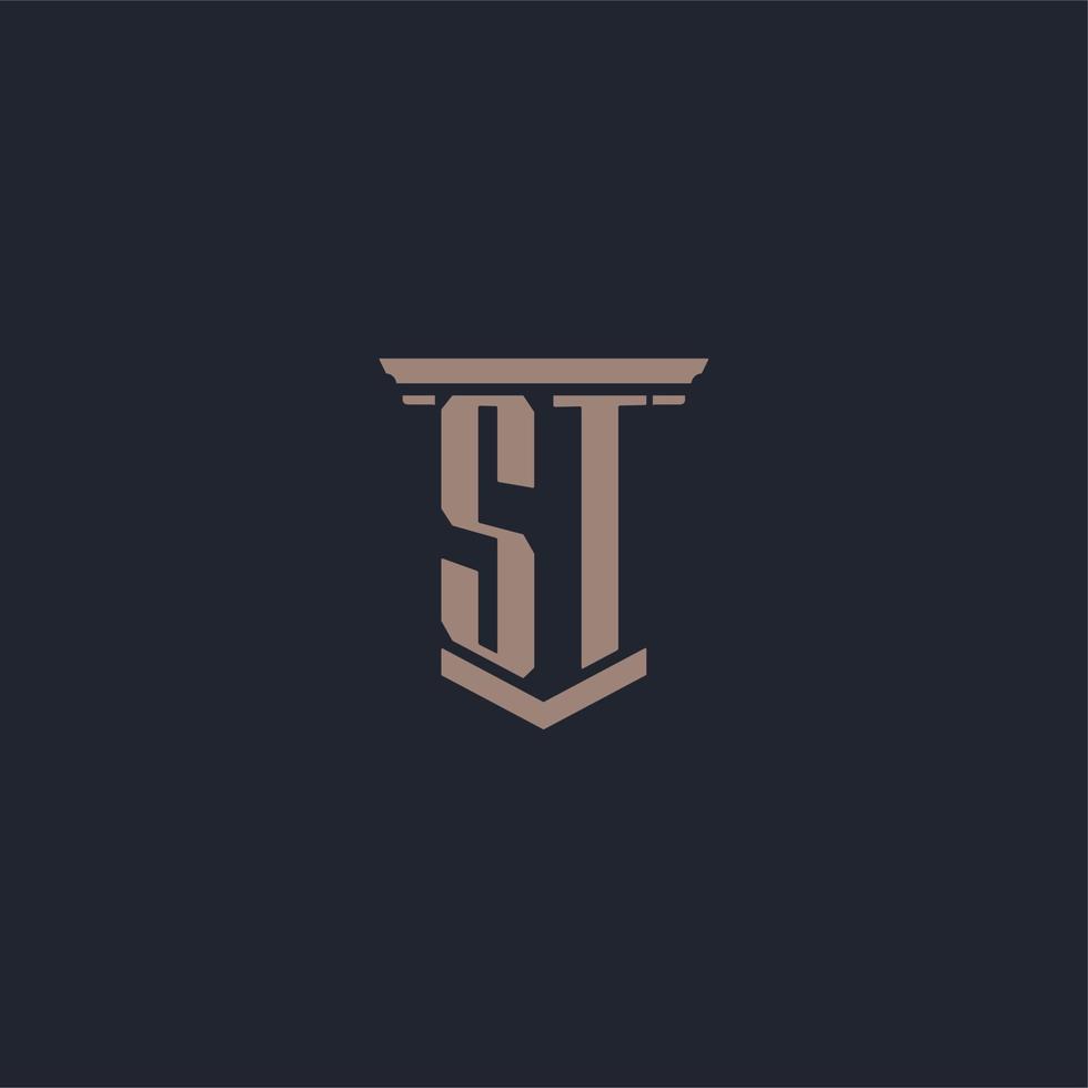 st logo monogramma iniziale con design in stile pilastro vettore