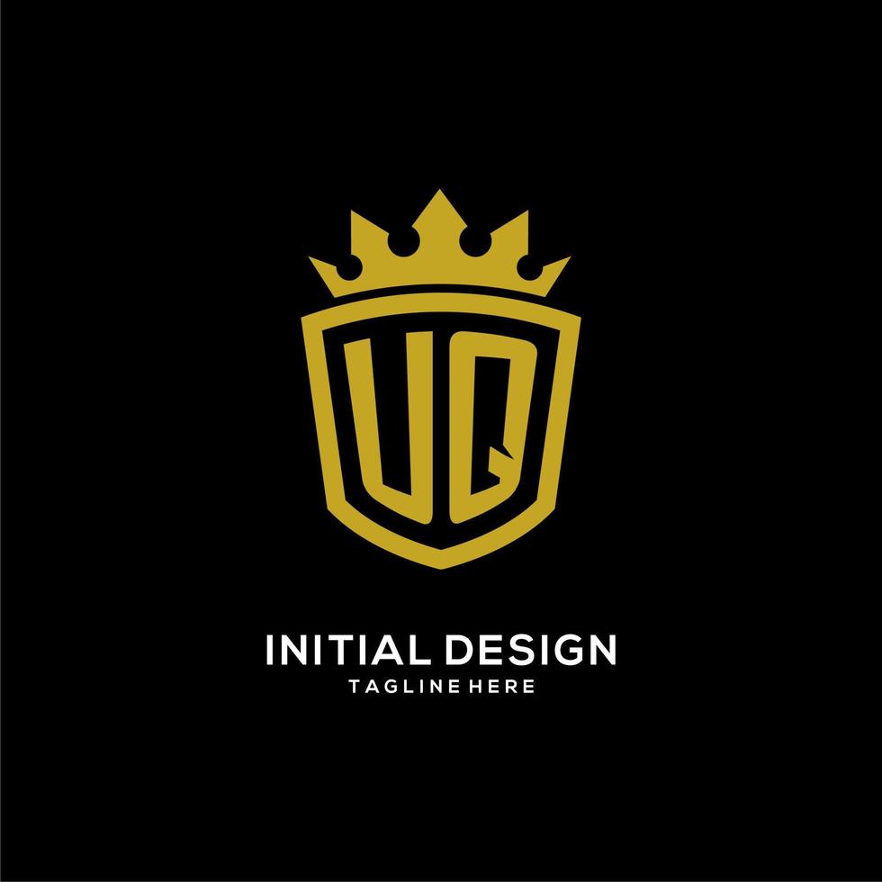 iniziale uq logo scudo corona stile, design di lusso elegante logo monogramma vettore