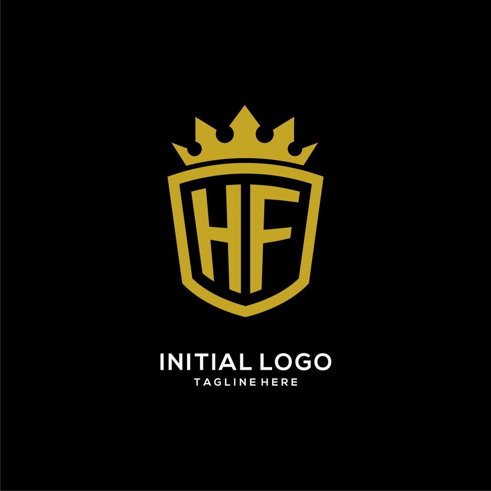 iniziale logo hf scudo corona stile, design elegante di lusso con monogramma logo vettore