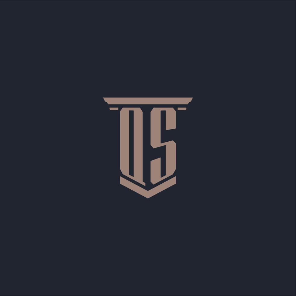 qs logo monogramma iniziale con design in stile pilastro vettore