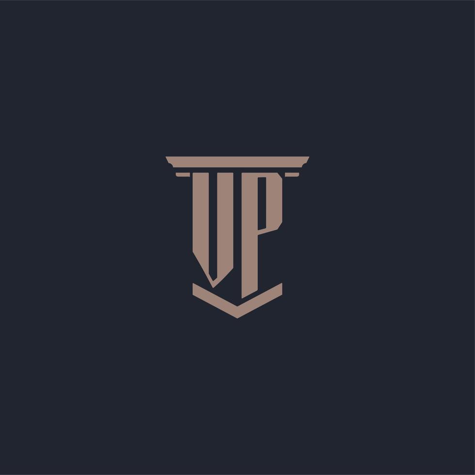 logo monogramma iniziale vp con design in stile pilastro vettore