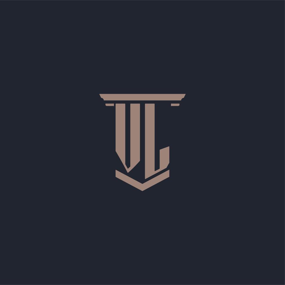 logo monogramma iniziale vl con design in stile pilastro vettore