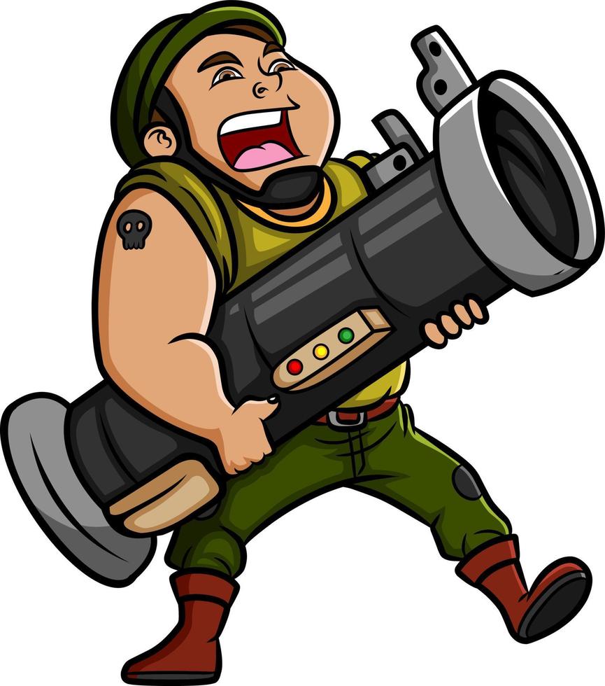 il forte esercito tiene il bazooka vettore