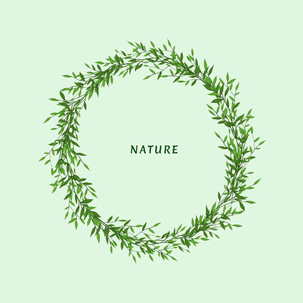 cornice rotonda del vettore dell'illustrazione della foglia del tema della natura