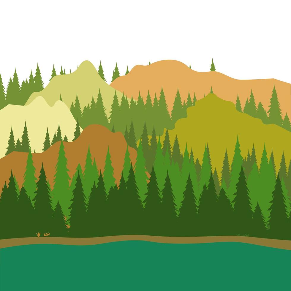 silhouette sfondo illustrazione della foresta tropicale verde vettore