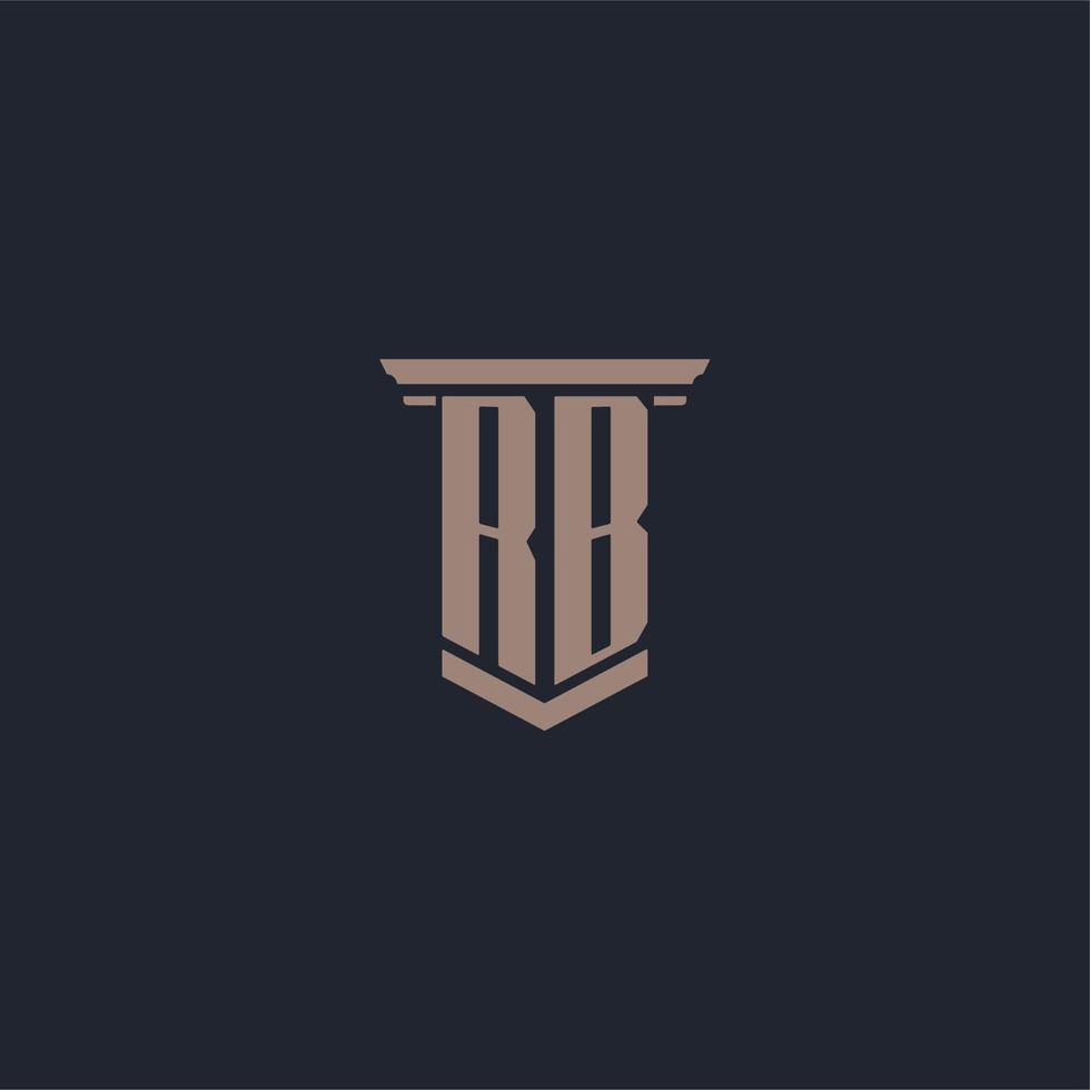 logo monogramma iniziale rb con design in stile pilastro vettore