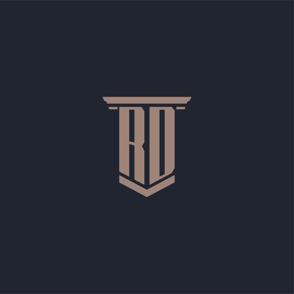 rd logo monogramma iniziale con design in stile pilastro vettore