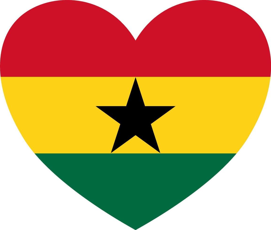 bandiera del ghana a forma di cuore isolata su png o sfondo trasparente, simboli del ghana.illustrazione vettoriale