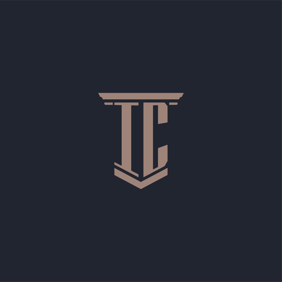 logo monogramma iniziale ic con design in stile pilastro vettore