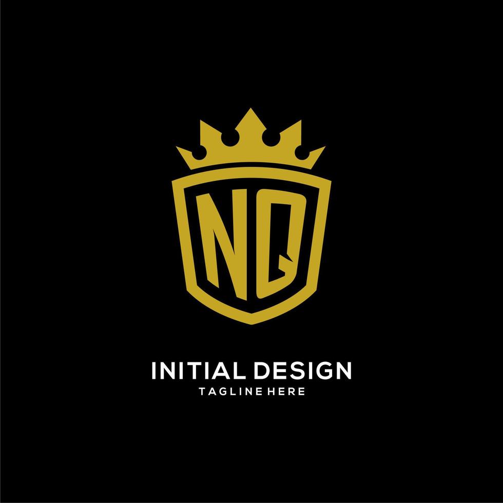 iniziale nq logo scudo corona stile, design di lusso elegante logo monogramma vettore