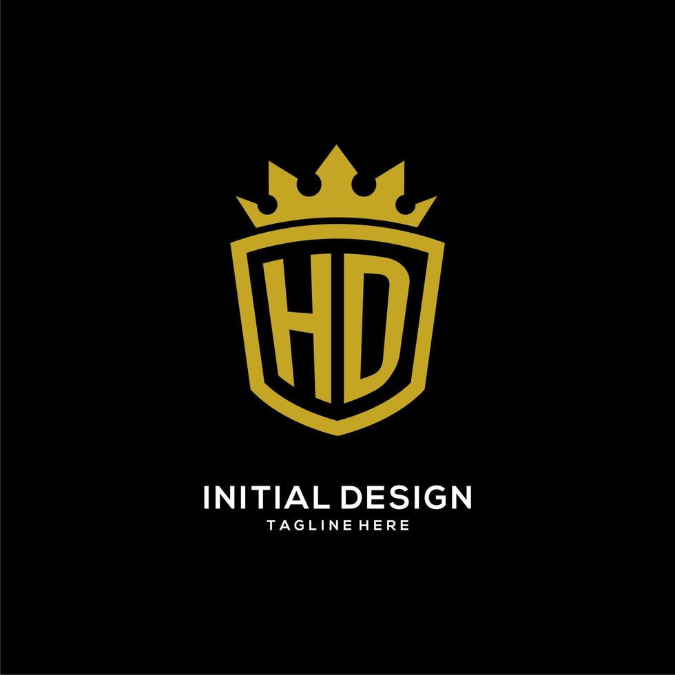 Iniziale HD logo scudo corona stile, lussuoso ed elegante logo monogramma vettore