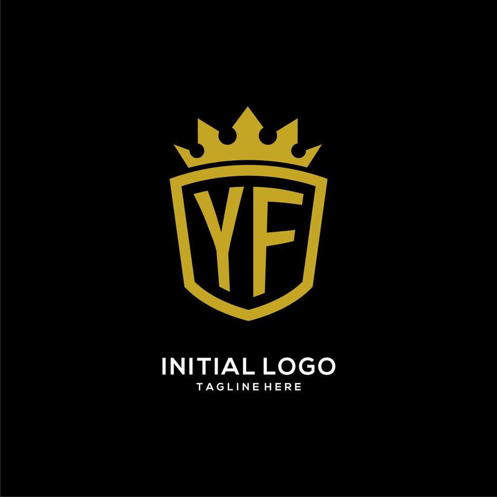 iniziale yf logo scudo corona stile, design di lusso elegante logo monogramma vettore