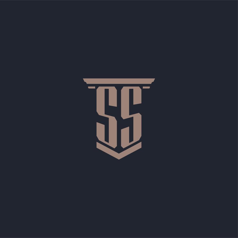 logo del monogramma iniziale delle SS con design in stile pilastro vettore