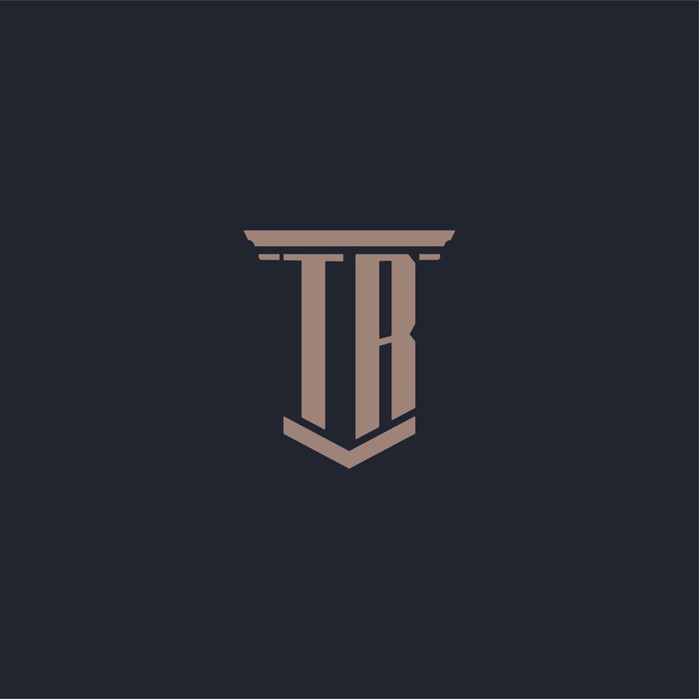 tr logo monogramma iniziale con design in stile pilastro vettore