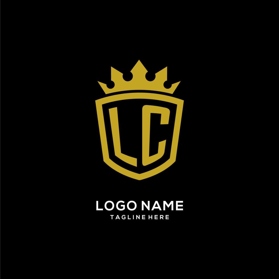 logo lc iniziale scudo corona stile, design elegante di lusso con logo monogramma vettore