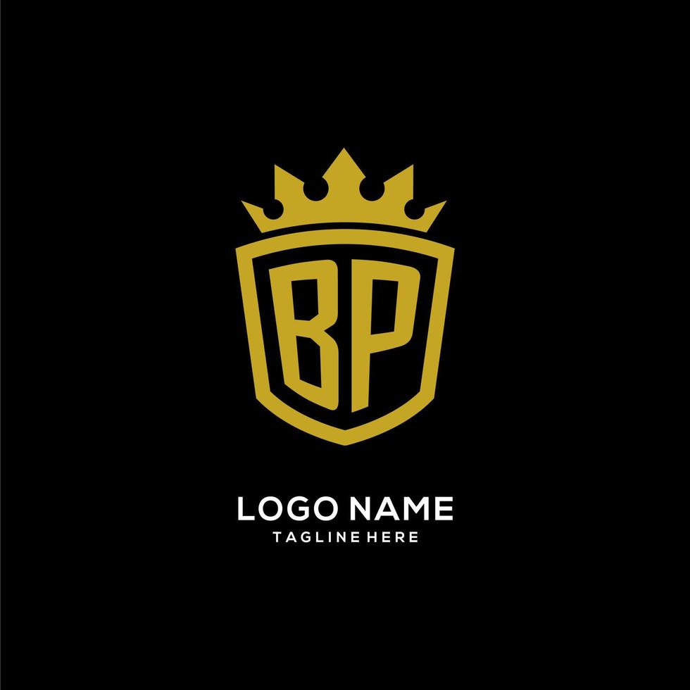 stile iniziale della corona dello scudo del logo bp, design elegante del logo del monogramma di lusso vettore