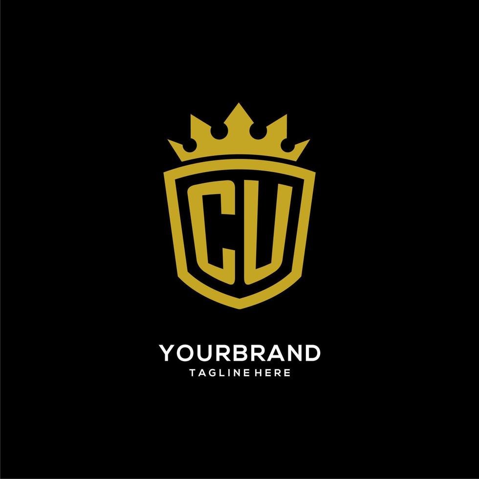 logo iniziale cu scudo corona stile, design elegante di lusso con logo monogramma vettore