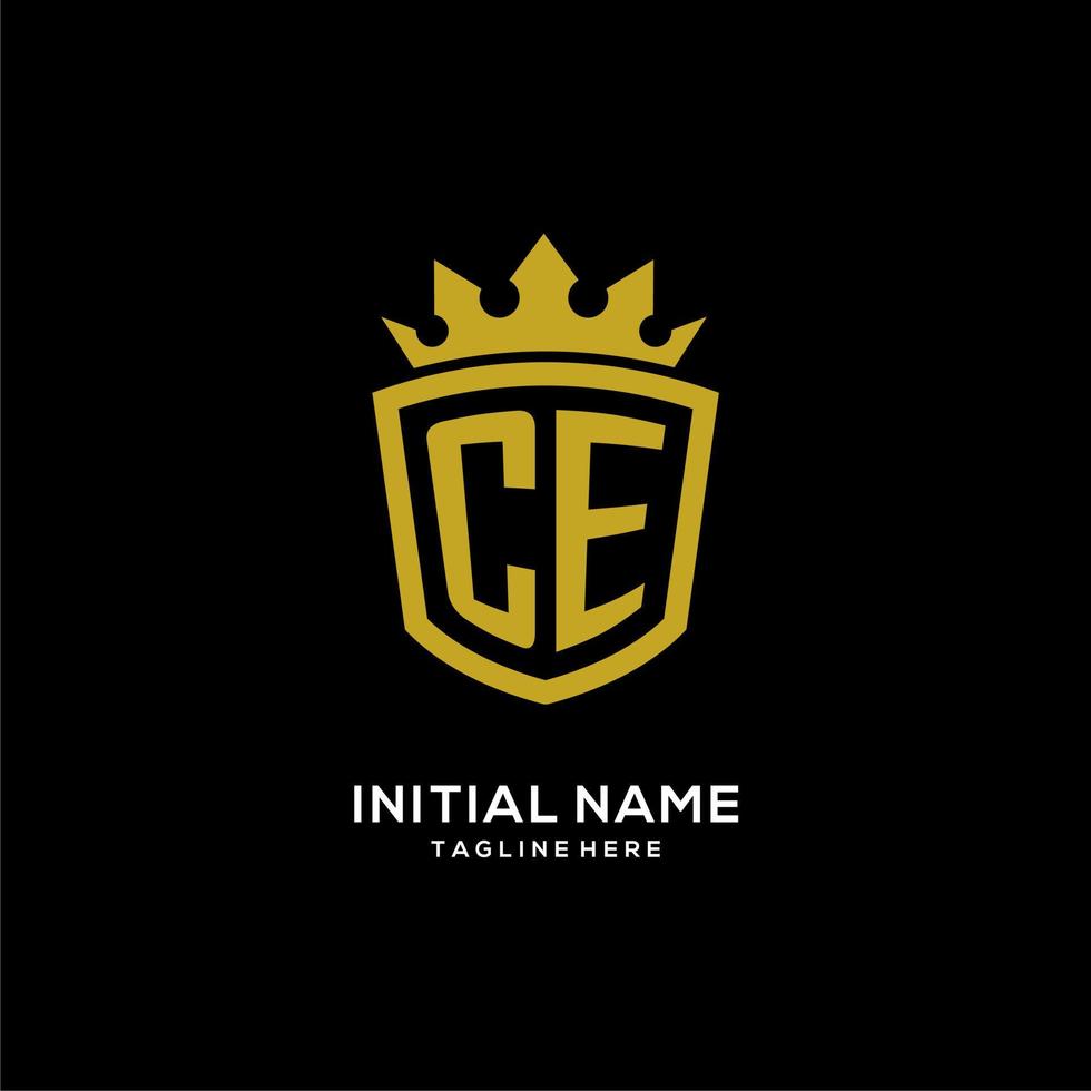 iniziale ce logo scudo corona stile, design elegante di lusso con monogramma logo vettore