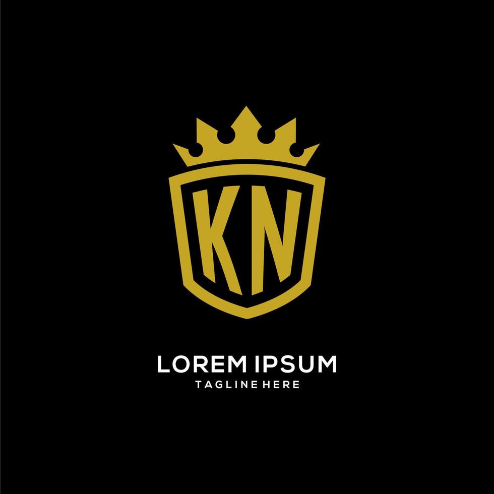 logo iniziale kn scudo corona stile, design elegante di lusso con logo monogramma vettore
