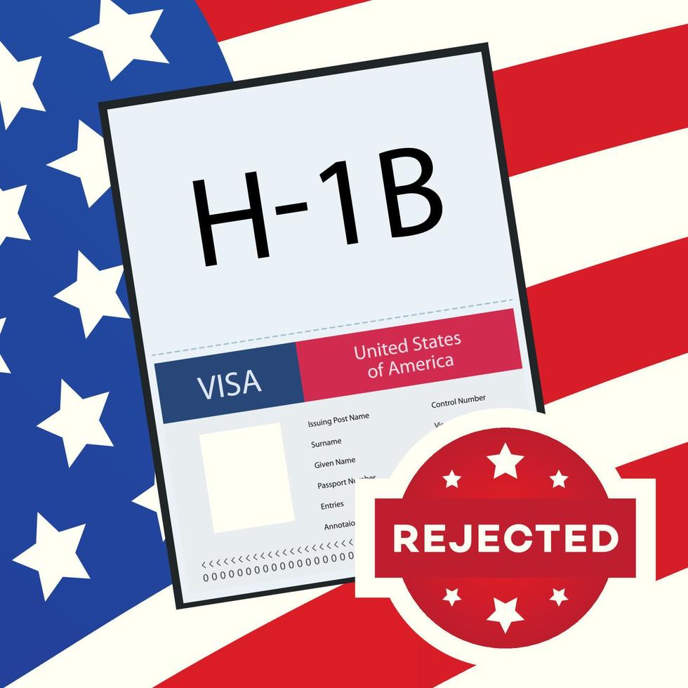 illustrazione del concetto h1b del visto rifiutato vettore