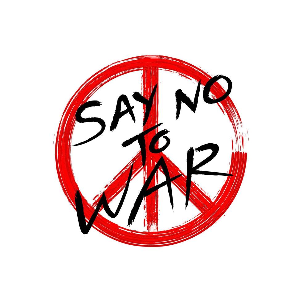 dire no alla guerra con il segno rosso della pace. vettore