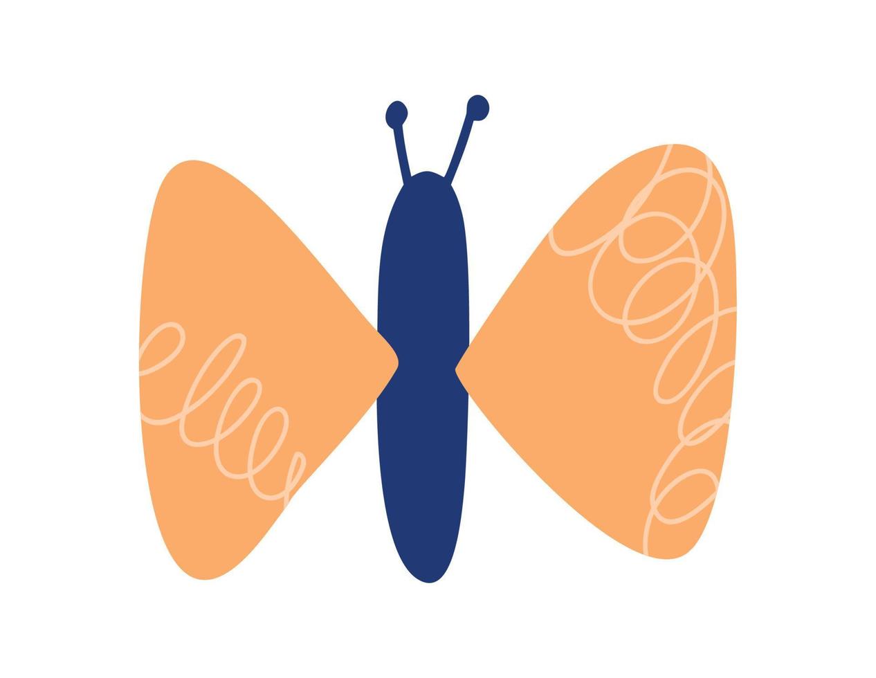 vettore scandinavo carino amichevole farfalla. tema felice del fumetto degli insetti. elemento di design baby boho isolato su sfondo bianco