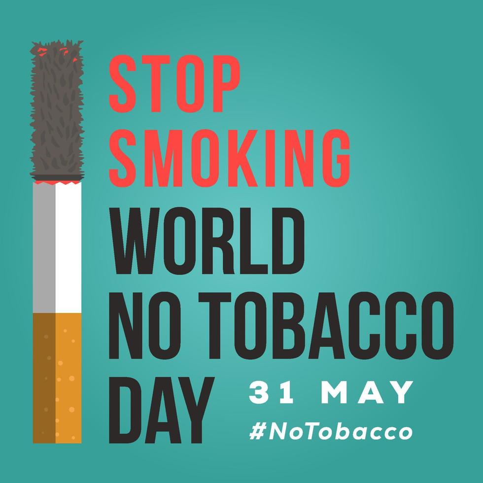 smettere di fumare, poster banner design illustrazione giornata mondiale senza tabacco vettore