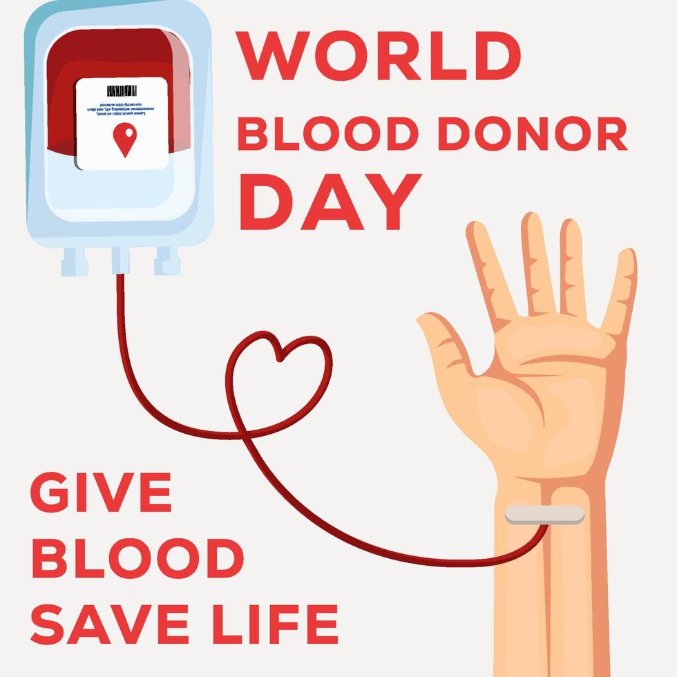 illustrazione del giorno del donatore di sangue con la donazione di sangue a mano vettore