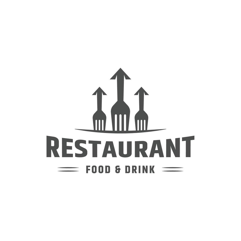 forchetta freccia ristorante cibo e bevande logo icona modello di progettazione vettore piatto