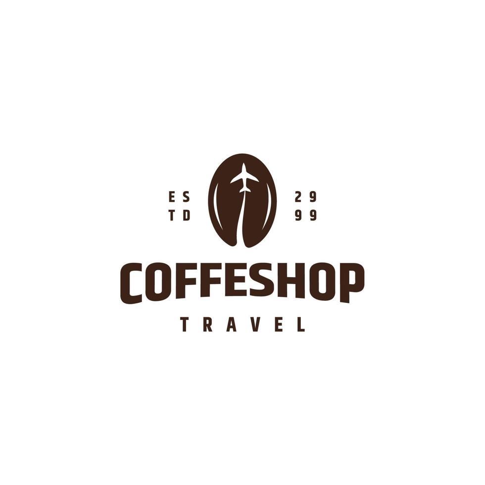 vettore piatto del modello di progettazione dell'icona del logo di viaggio dei chicchi di caffè