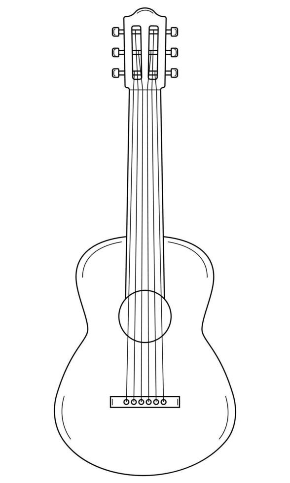 chitarra acustica disegnata a mano. strumento musicale a corde. stile scarabocchio. schizzo. illustrazione vettoriale