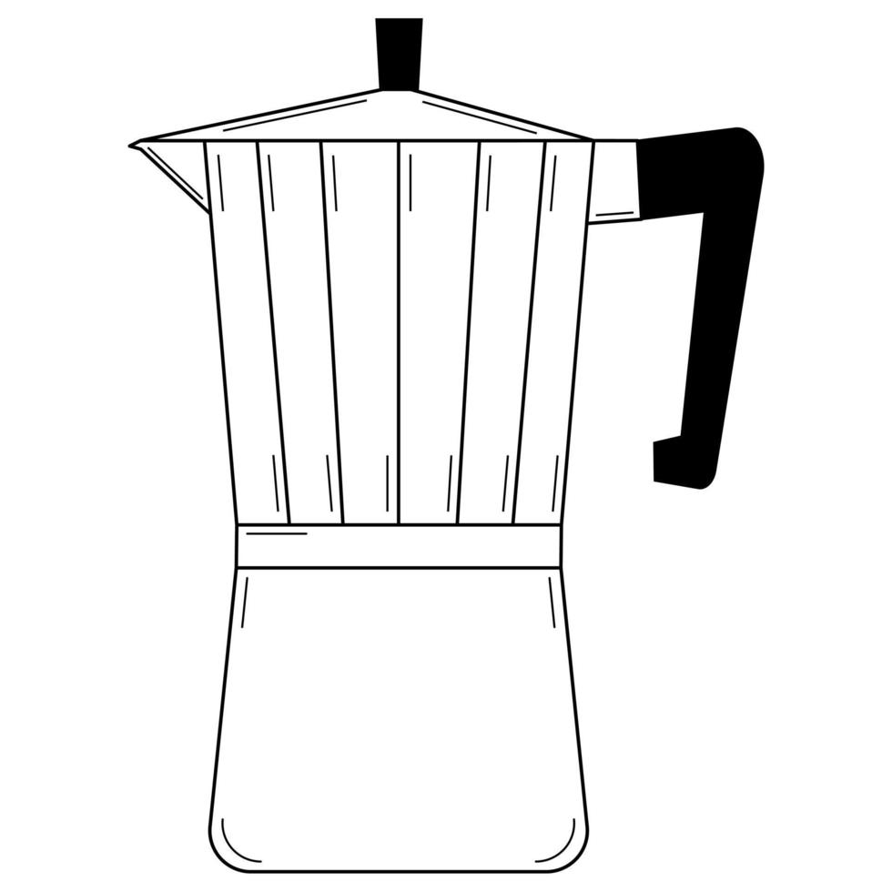 caffettiera geyser disegnata a mano. attrezzature per la preparazione del caffè macinato. stile scarabocchio. schizzo. illustrazione vettoriale