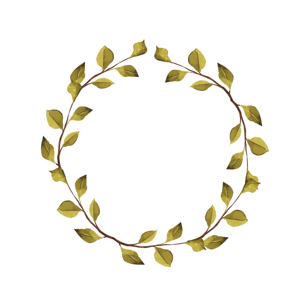 corona di foglie verdi dell'acquerello vettore