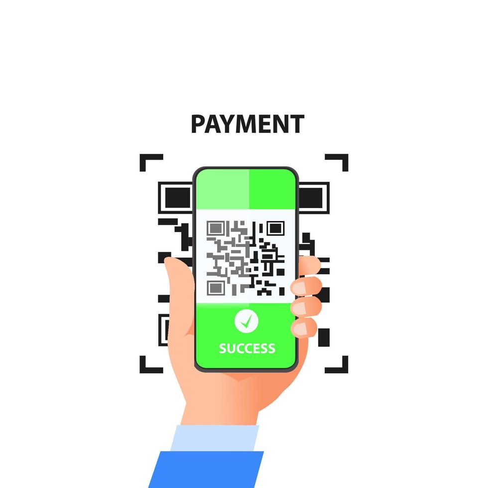 illustrazione del pagamento digitale tramite codice qr vettore