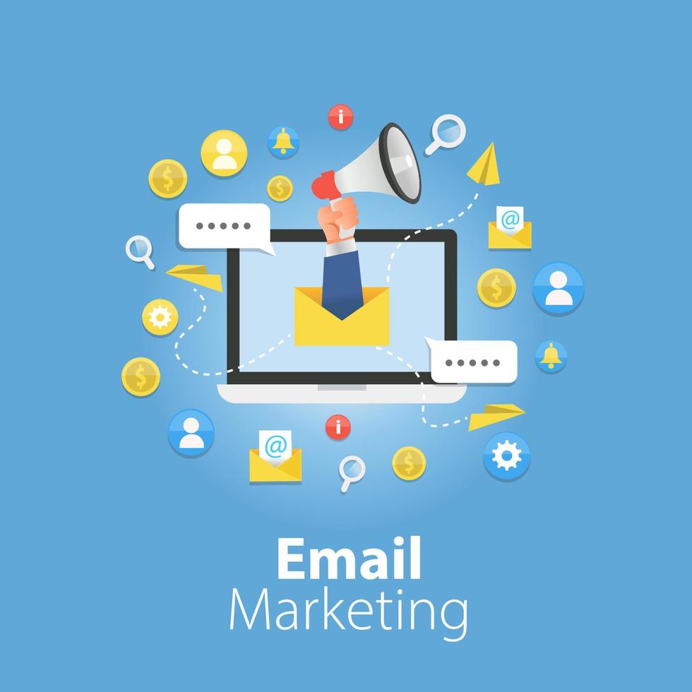illustrazione vettoriale del concetto di campagna di email marketing