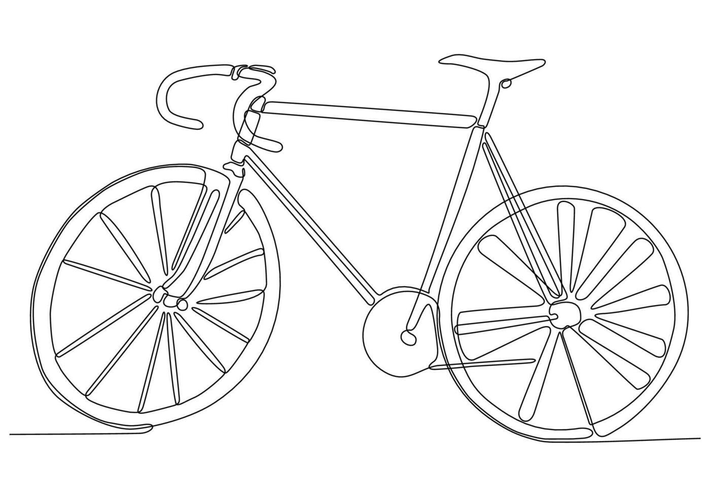 disegno a una linea o grafica a linea continua di una classica illustrazione vettoriale di biciclette. schizzo disegnato a mano del tradizionale concetto di business della bicicletta da trasporto. stile di vita sano e minimalista