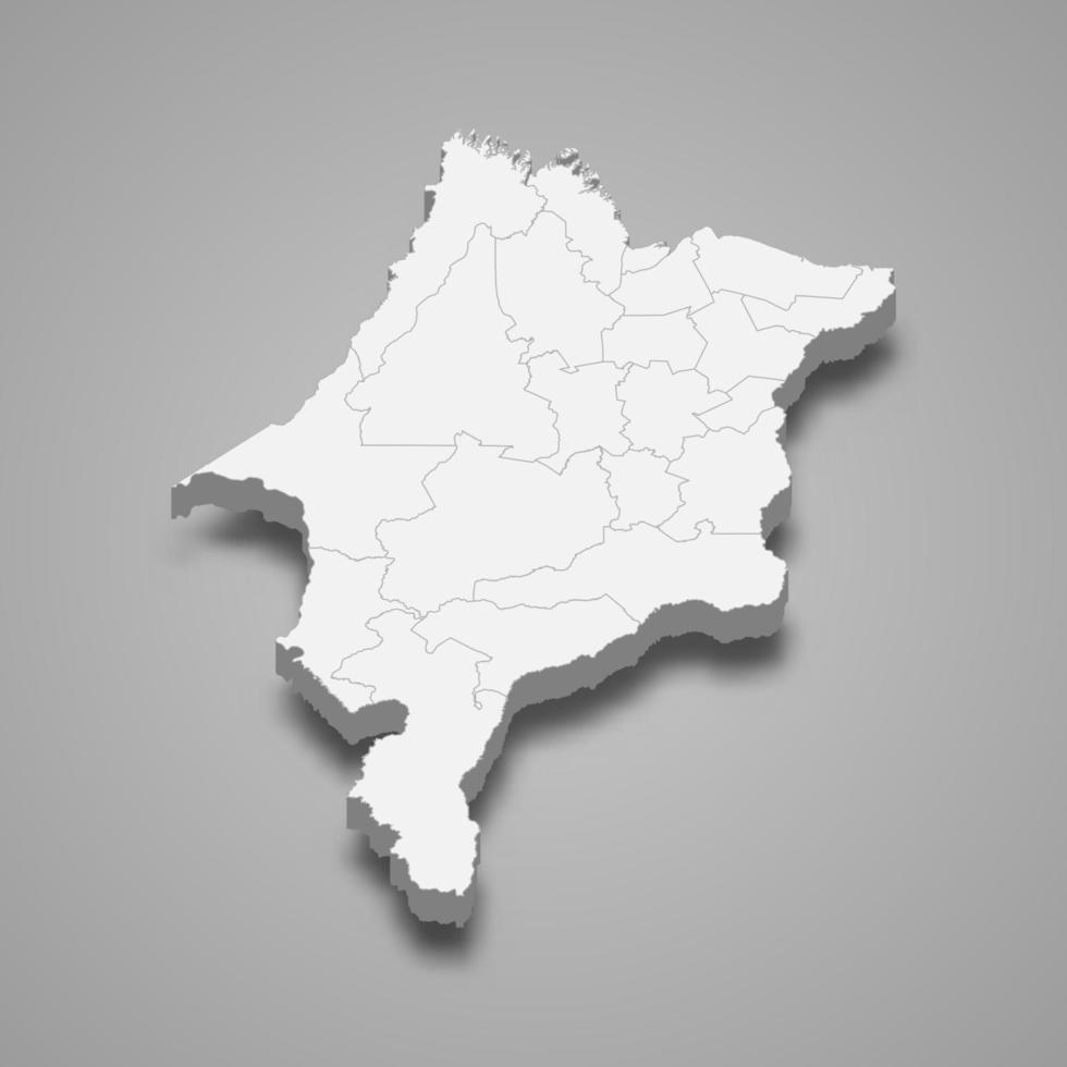Mappa 3d dello stato del brasile vettore