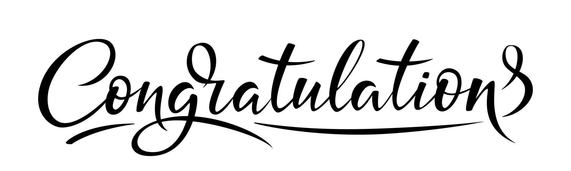 congratulazioni lettering segno di saluto, lettering moderno pennello scritto a mano isolato su bianco vettore