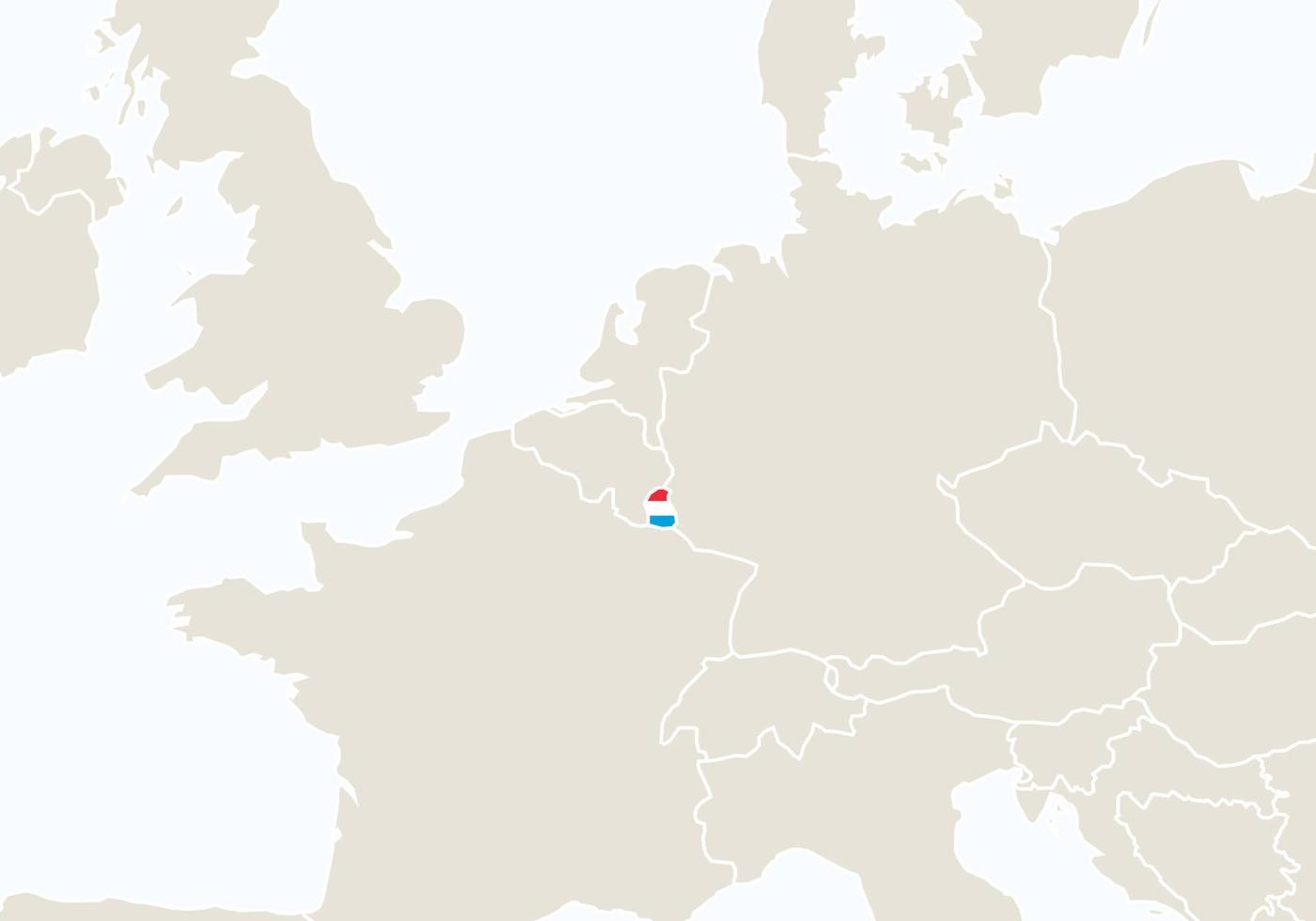 europa con mappa lussemburghese evidenziata. vettore